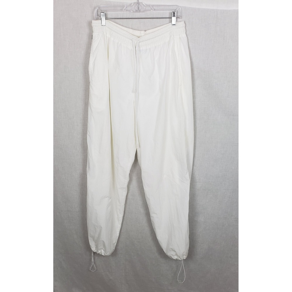 Jordan Mens White Nylon Track Pants Bungee Cinch Joggers Jumpman L Activewear